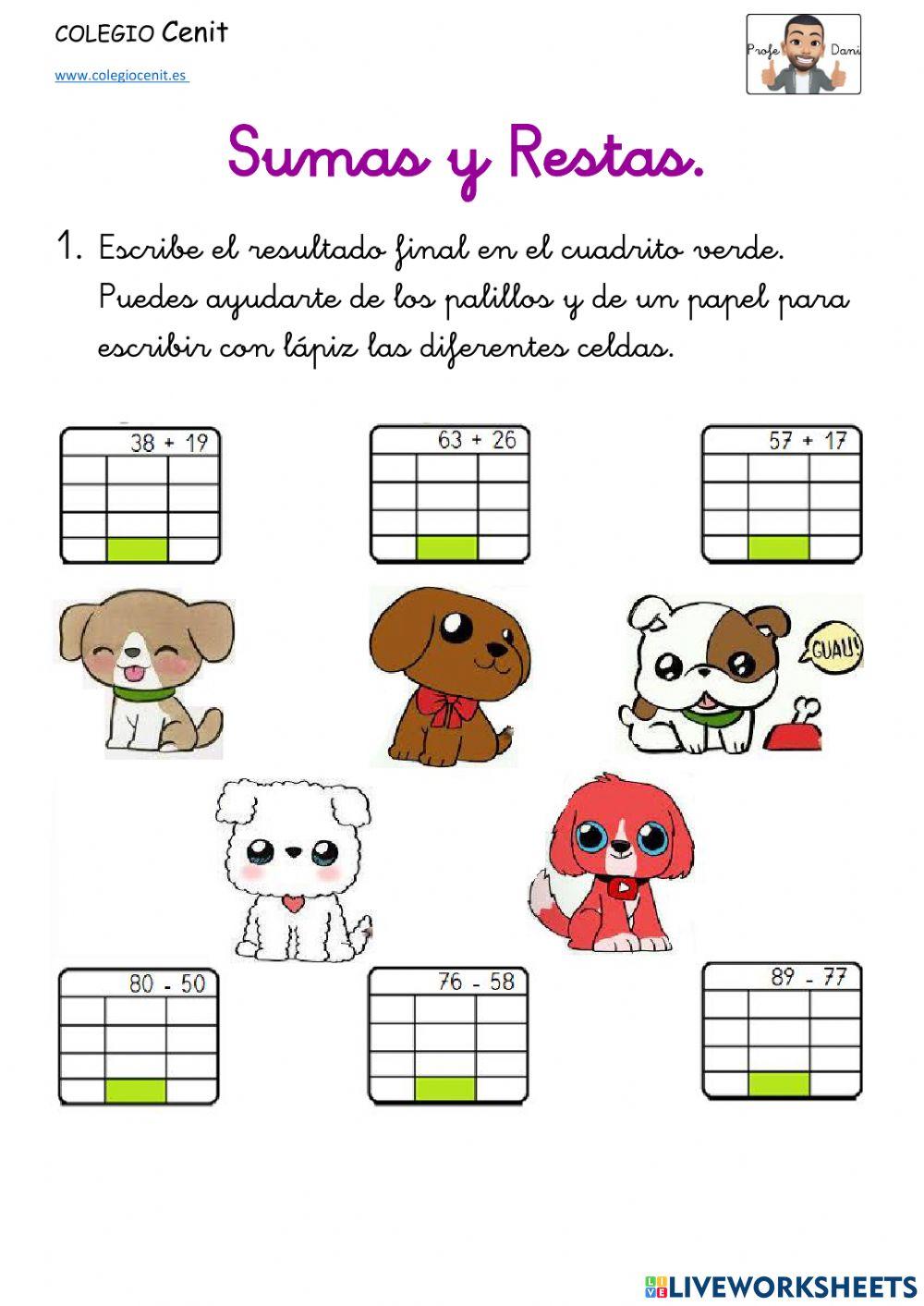 Sumas y restas con rejillas. ABN