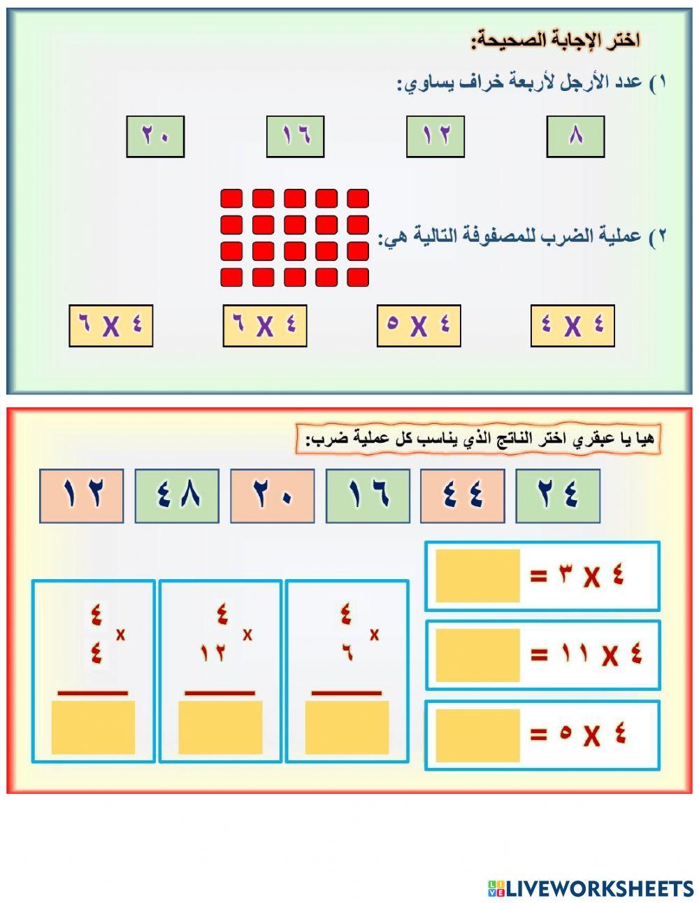 جدول الضرب4