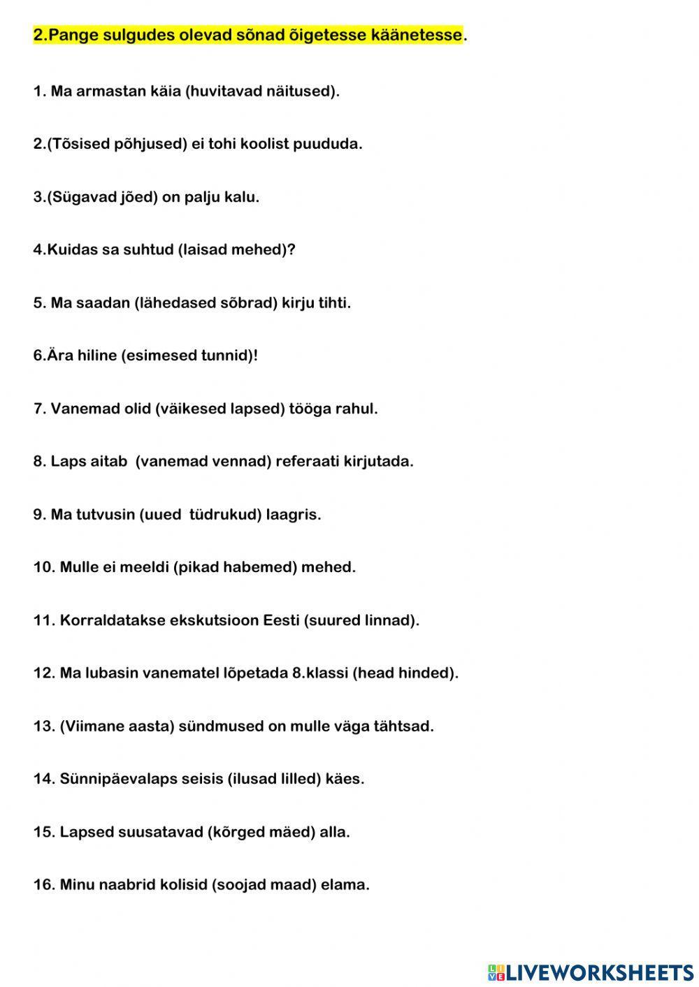 8klass-GR-Mitmuse omastav.Mitmuse käänded.