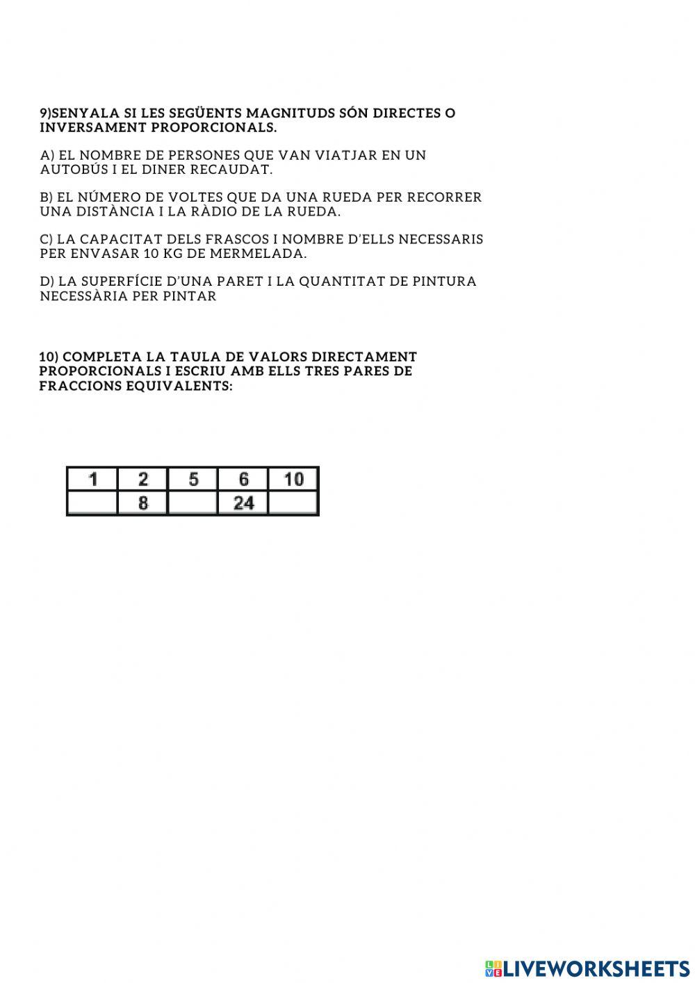 Examen de proporcionalitata