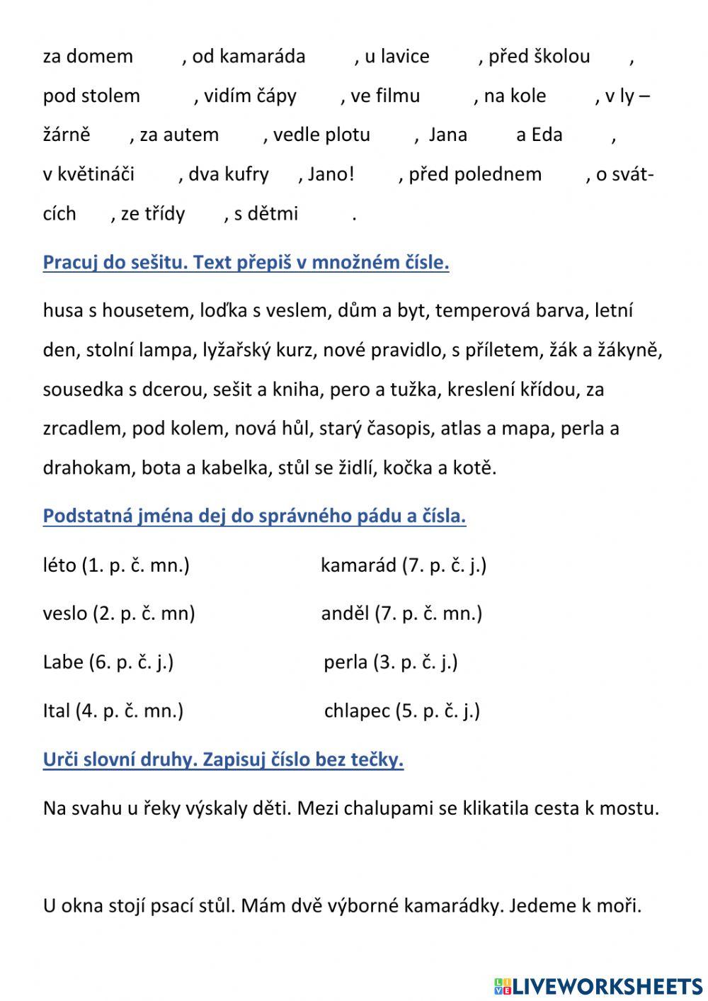 Vzory podstatných jmen