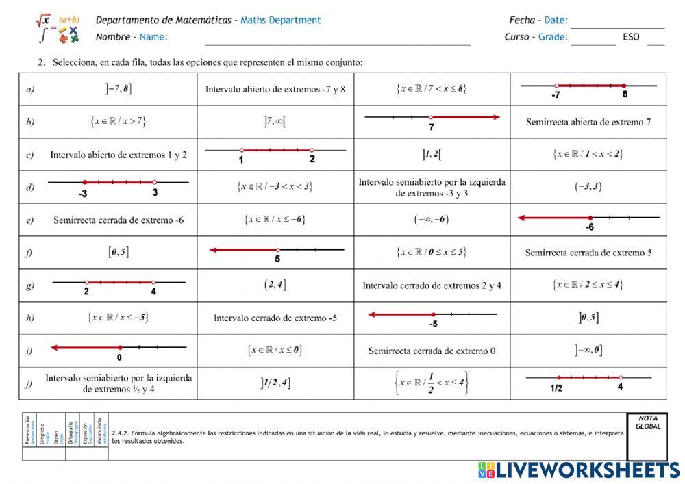 Intervalos de la recta real