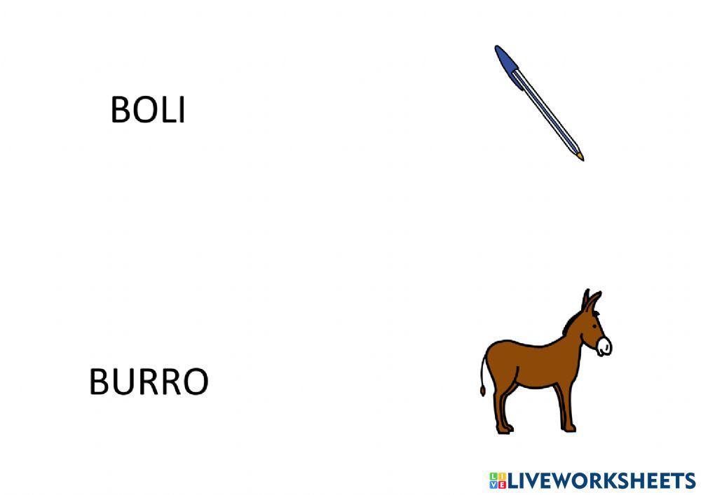 Lectura de bisílabas con letra B