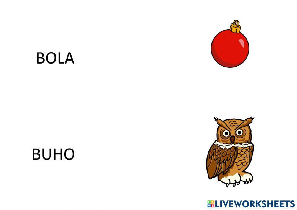 Lectura de bisílabas con letra B