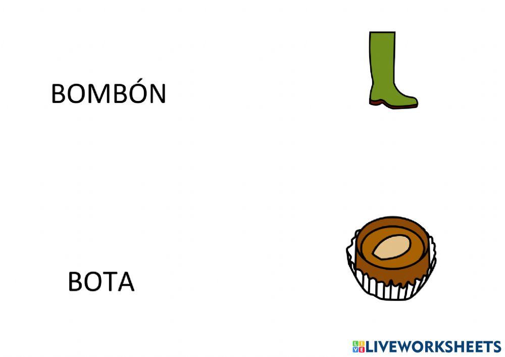 Lectura de bisílabas con letra B