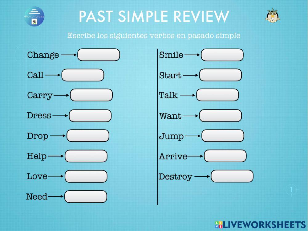 Past simple regular verbs review 5º