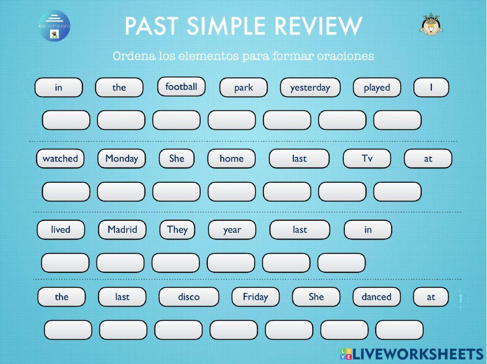 Past simple regular verbs review 5º