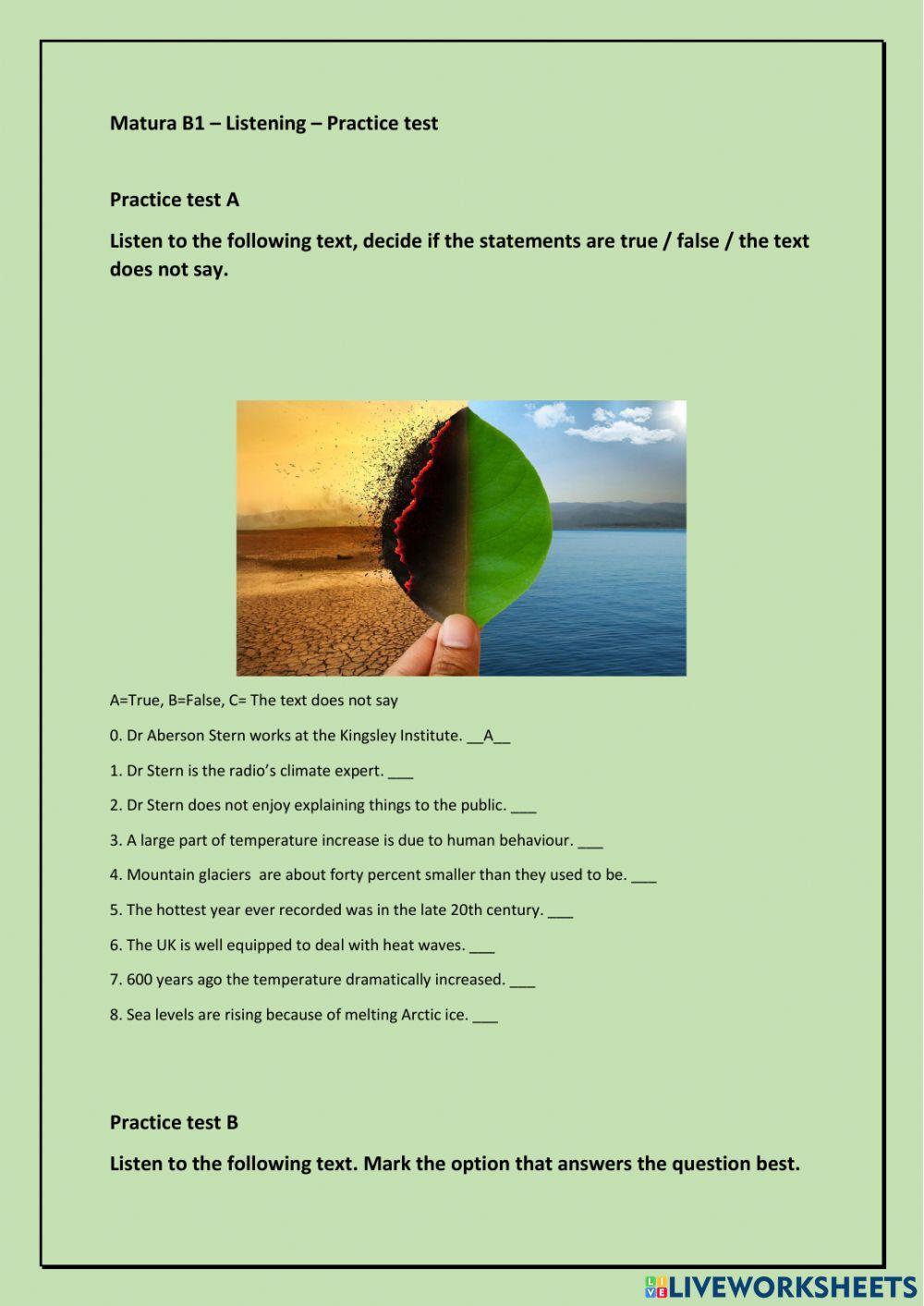 Matura B1 - Listening - Practice test