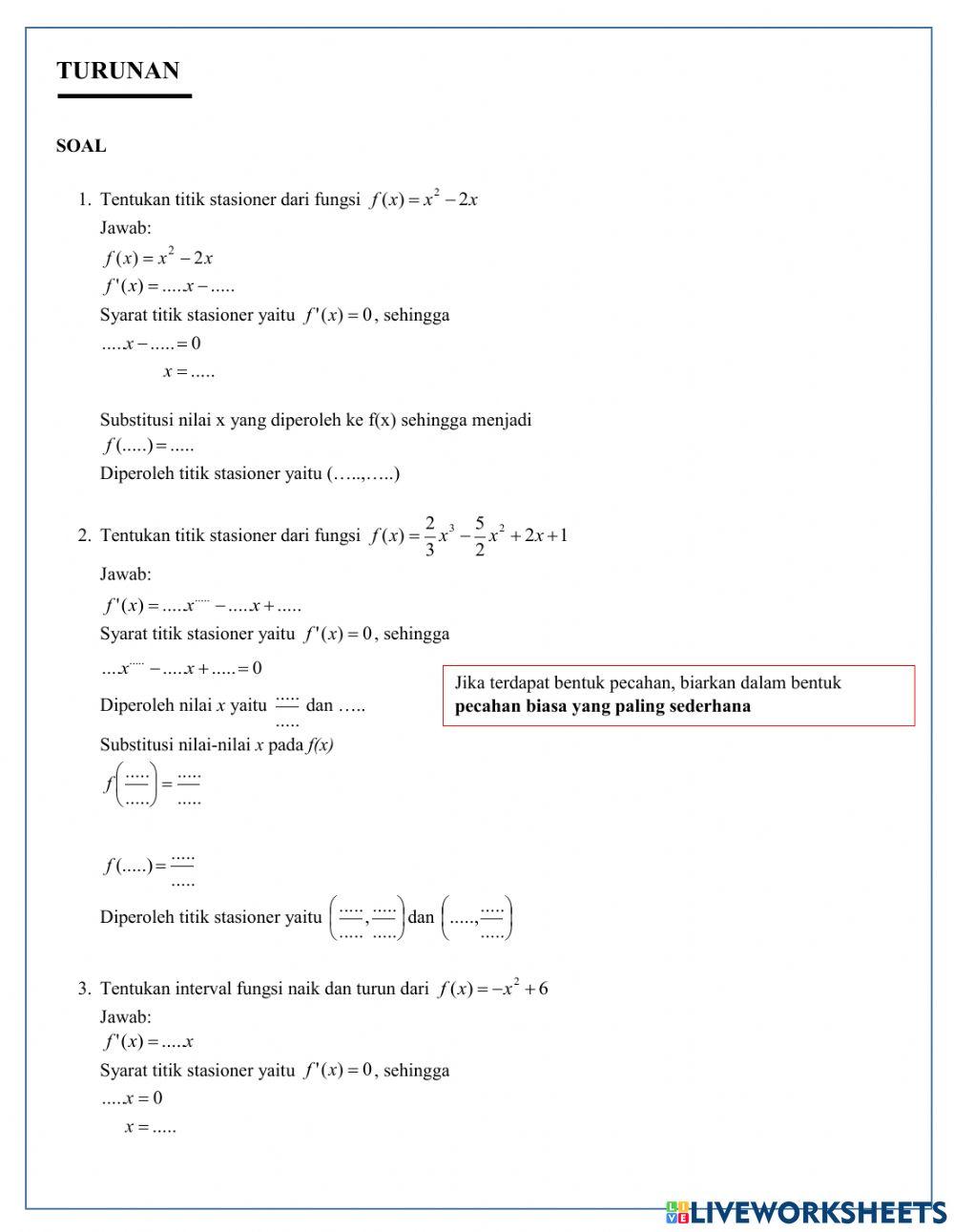Turunan Fungsi Aljabar 3