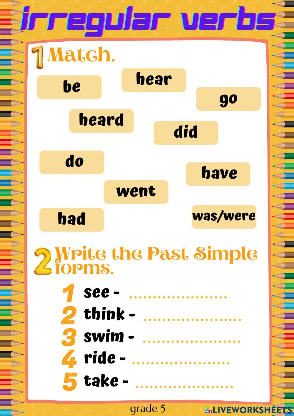 Irregular verbs (Past Simple only) - short test