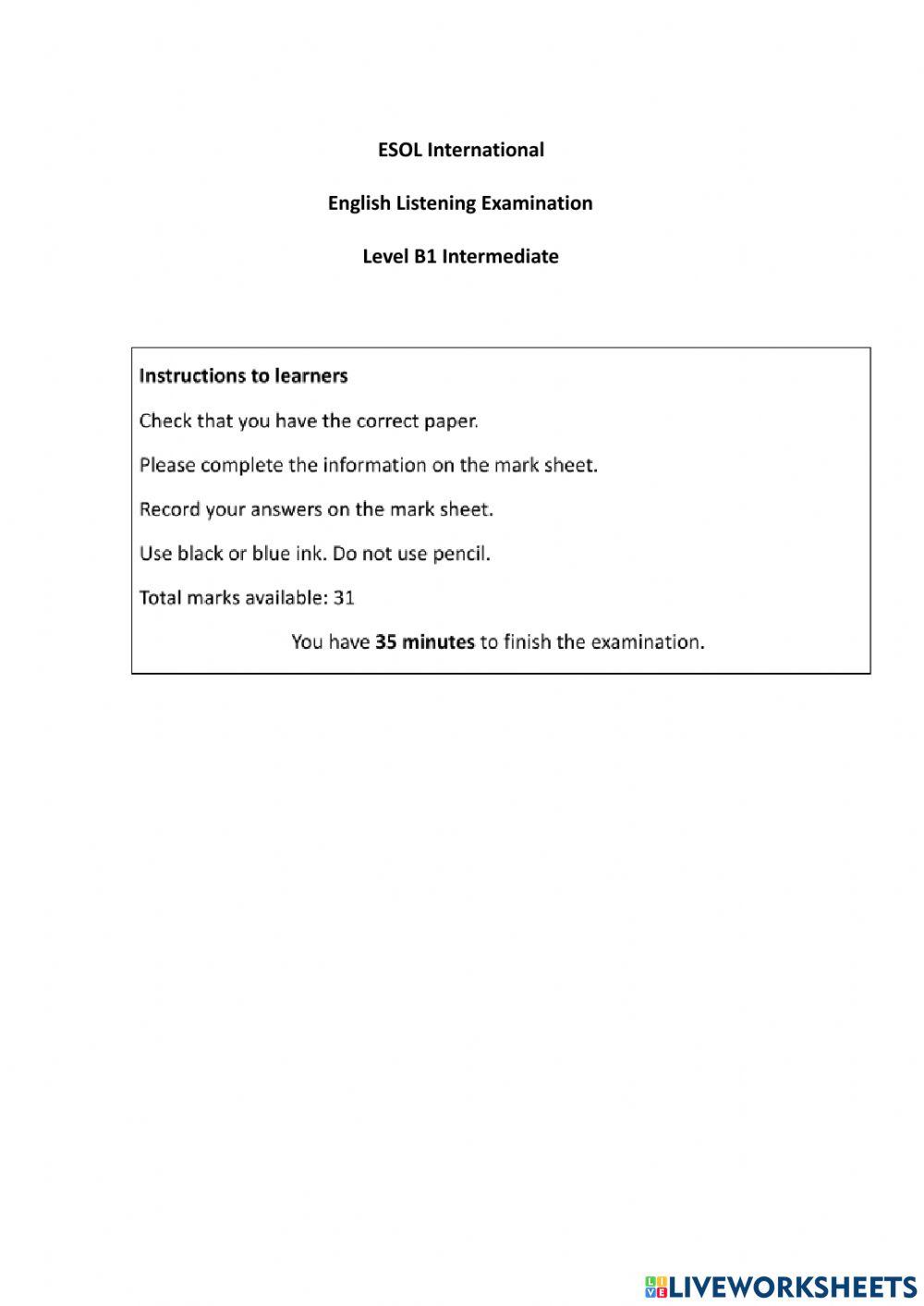 Nocn B1 Winter 2019 (Listening)