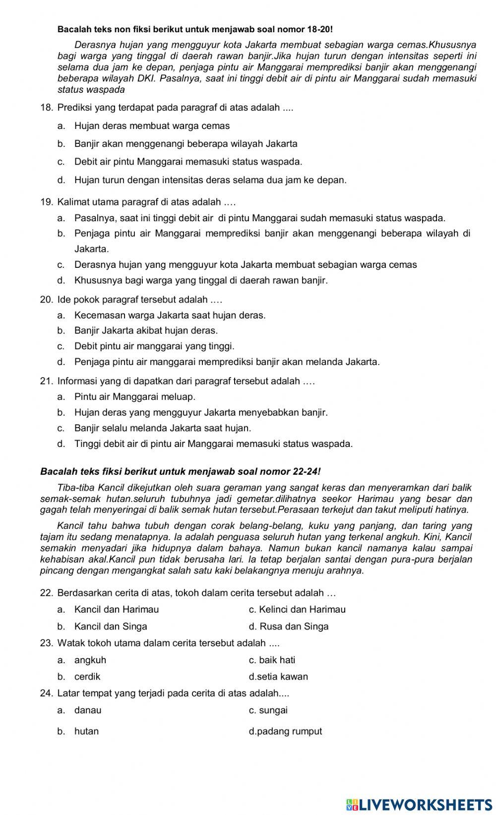 Penilaian Akhir Tahun (PAT) Bahasa Indonesia SDN Cibuluh 4