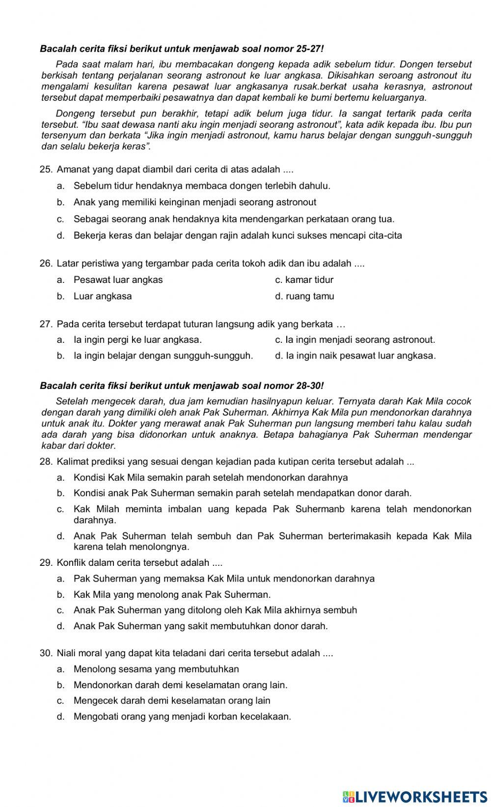 Penilaian Akhir Tahun (PAT) Bahasa Indonesia SDN Cibuluh 4