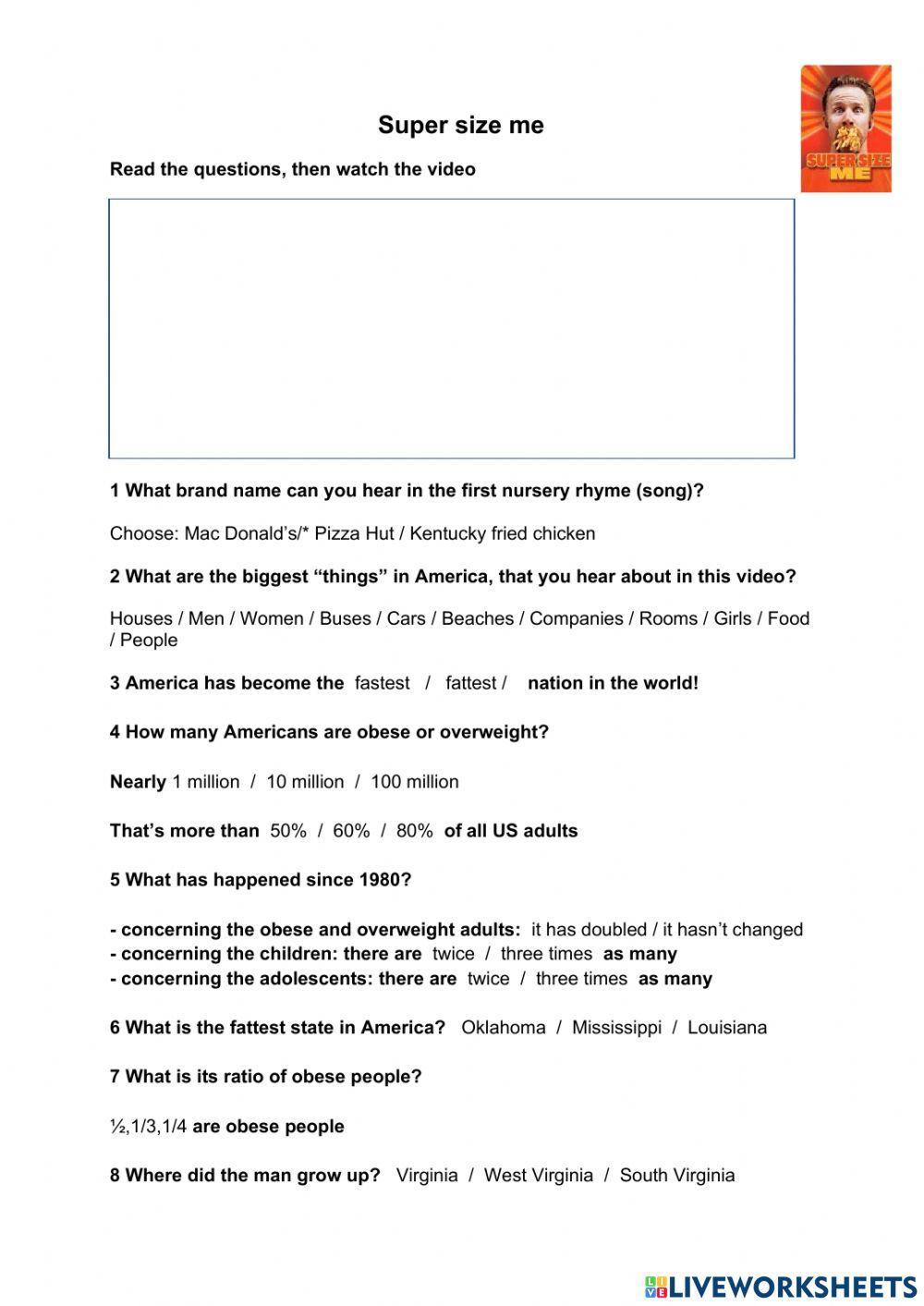 942986 Super size me Michele Kiffer LiveWorksheets