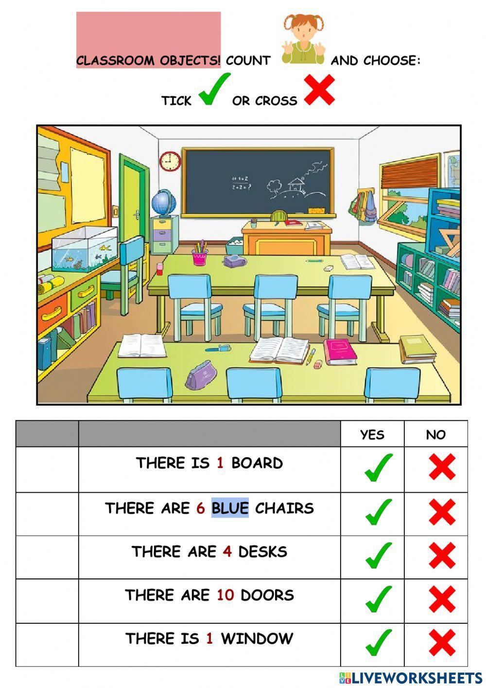 Classroom objects and furniture
