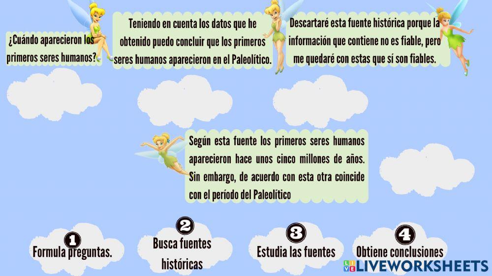 Selecciona que paso de la investigación histórica corresponde con estas oraciones