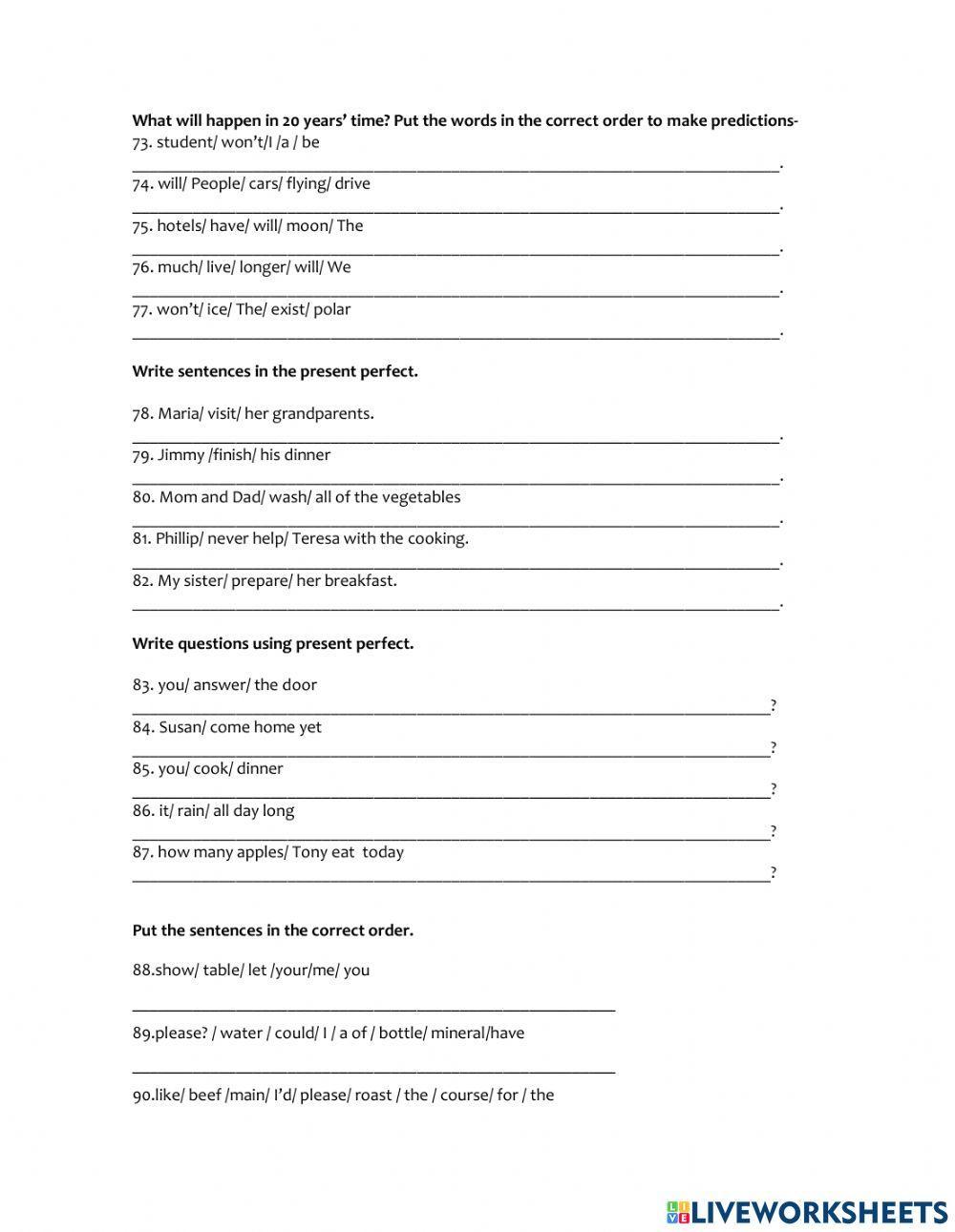 Final exam 3rd grade