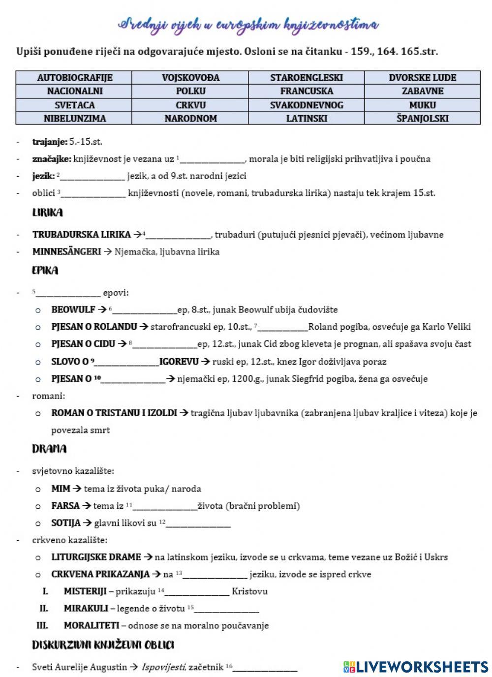 Srednji vijek u europskim književnostima