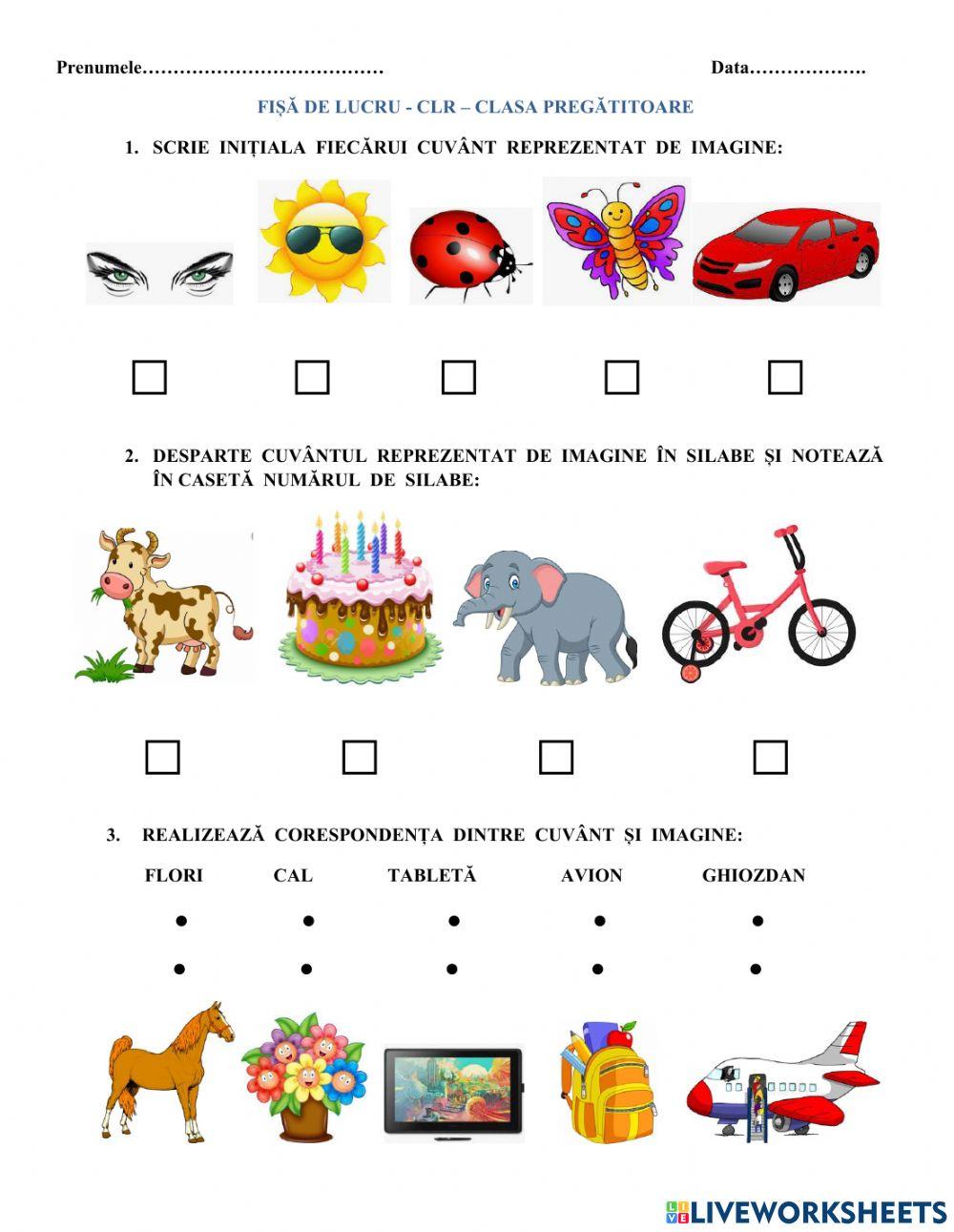 Fișa de lucru-CLR-Clasa pregatitoare