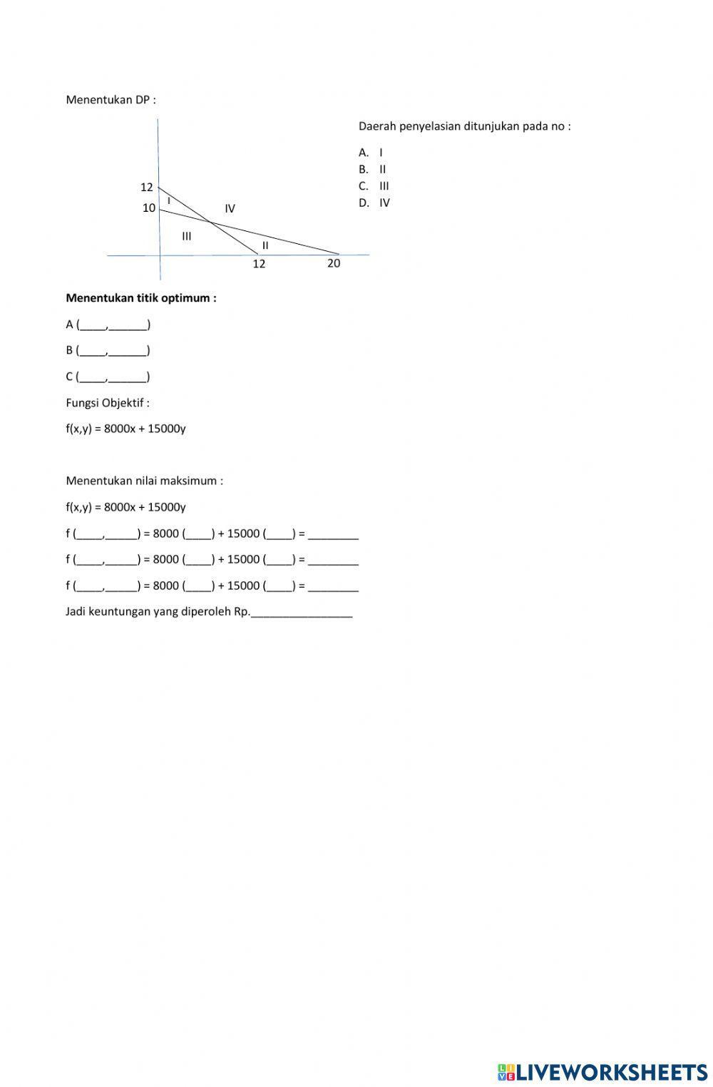 Program Linear activity | Live Worksheets