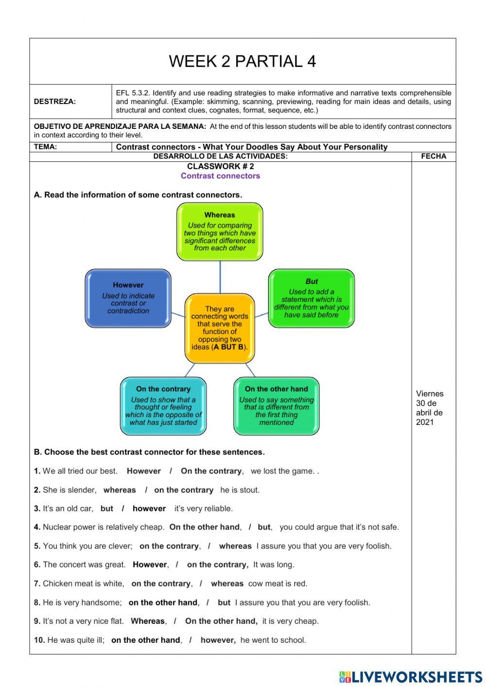 Contrast connectors - What Your Doodles Say About Your Personality