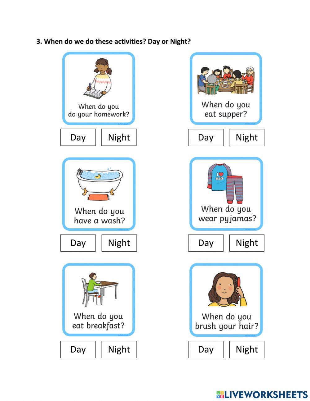 Day and Night Worksheet Day and Night Worksheet