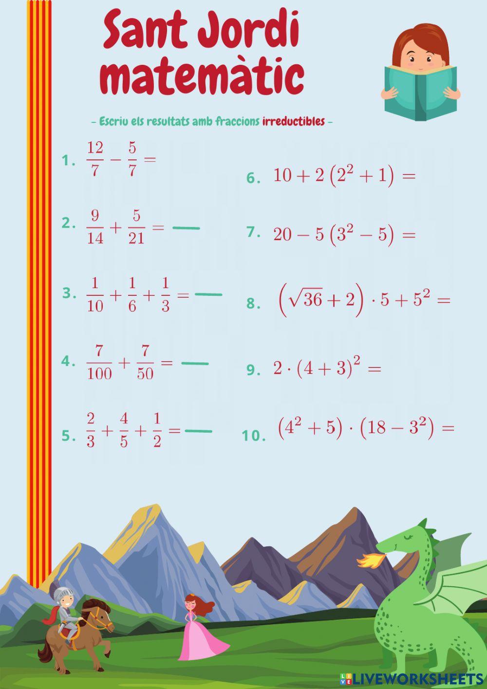 Fitxa càlcul -Sant Jordi matemàtic-