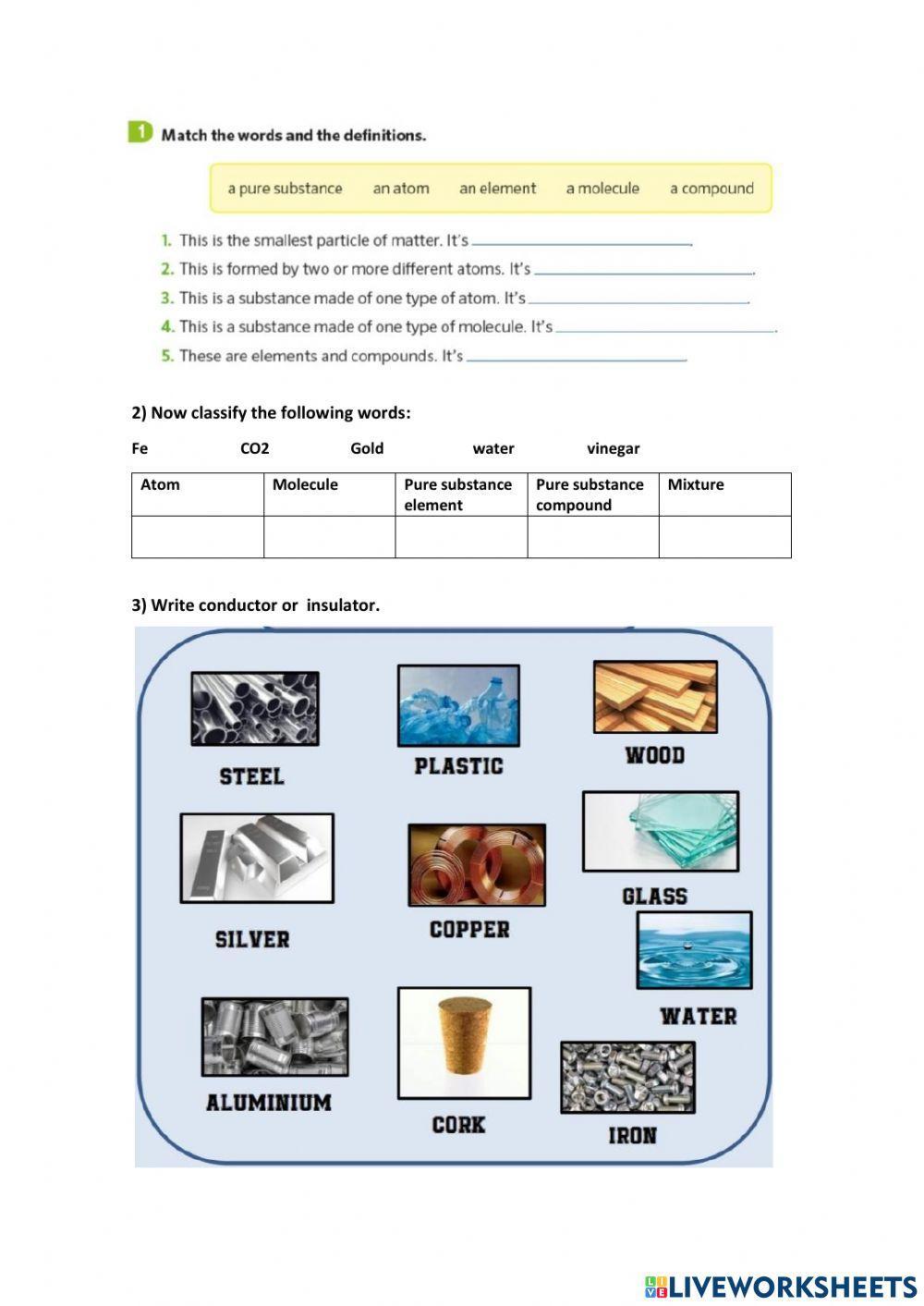 Matter review activity | Live Worksheets