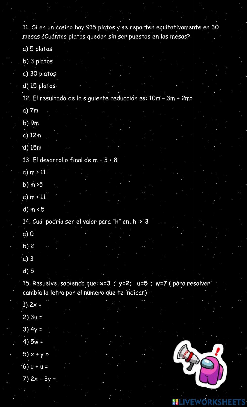 Ficha de repaso para la prueba