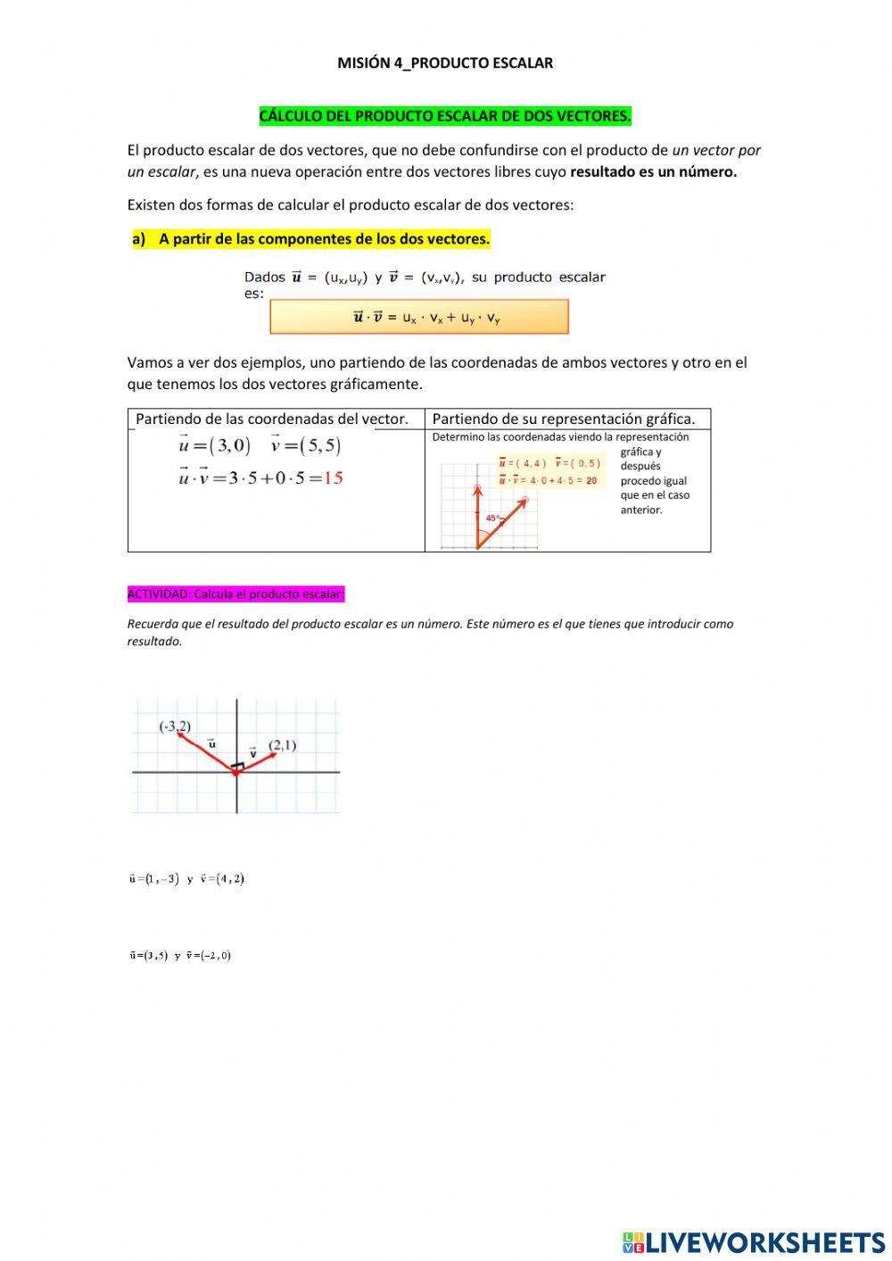 Misión 4-Producto escalar