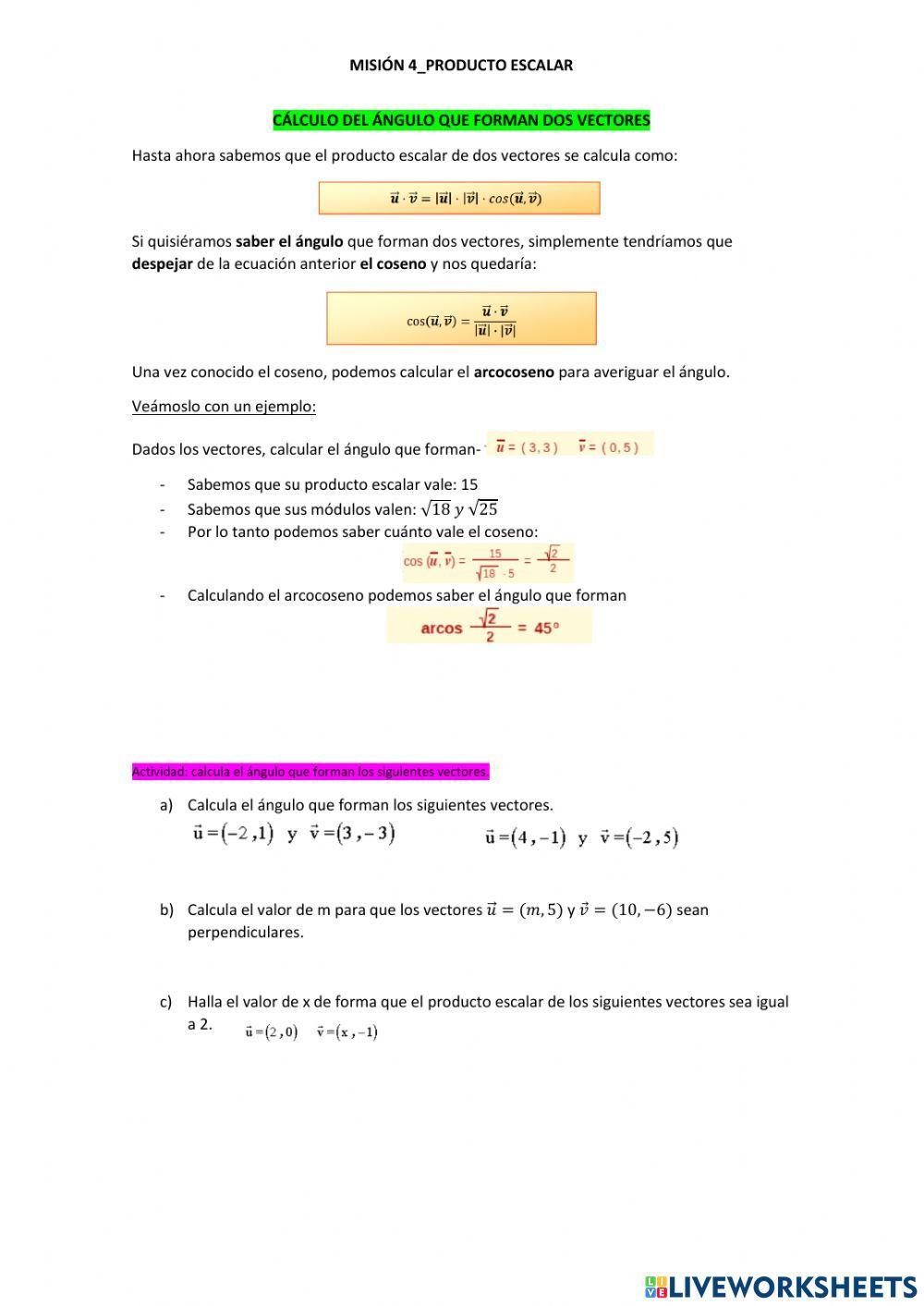 Misión 4-Producto escalar