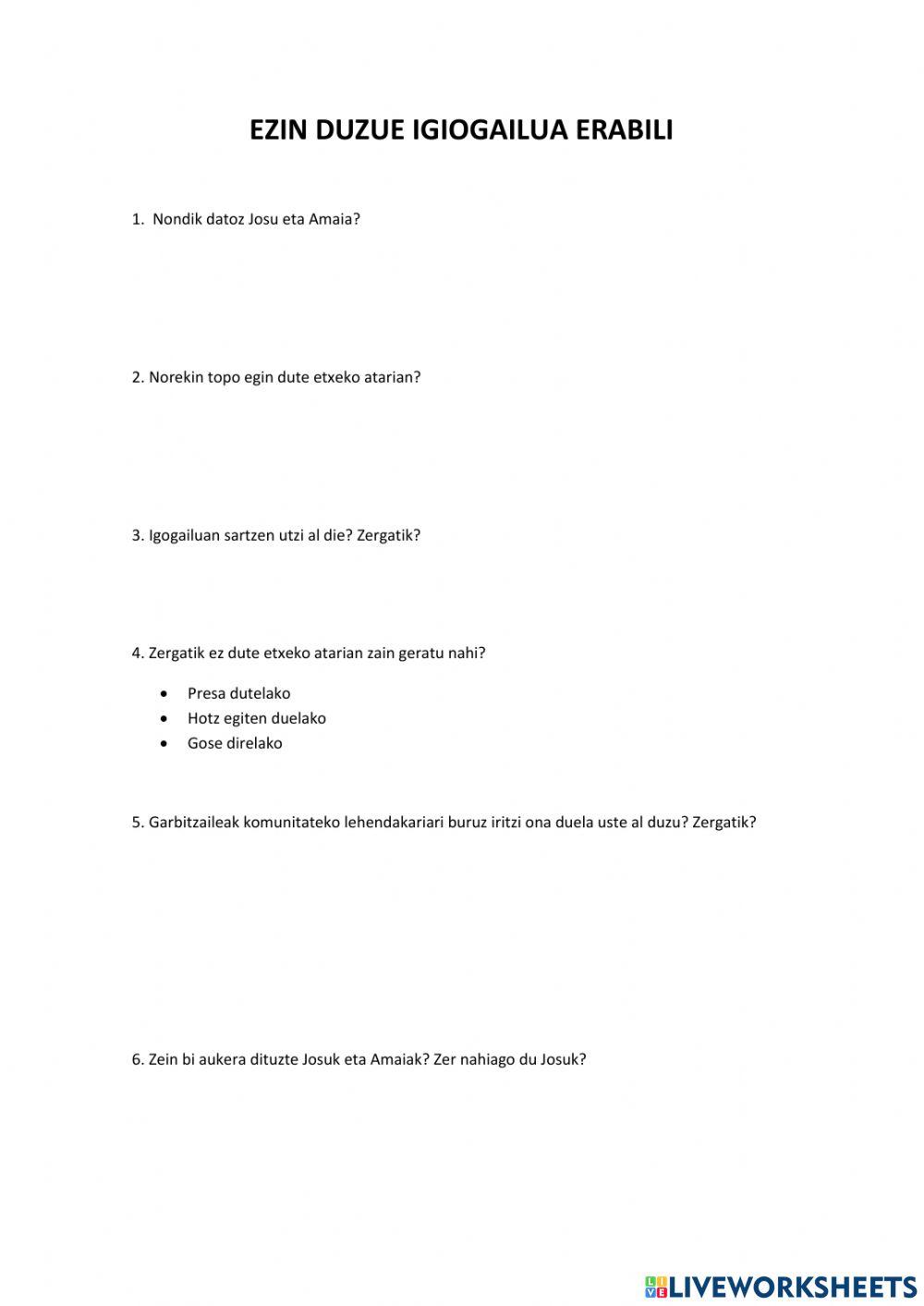 Ezin duzue igogailua erabili