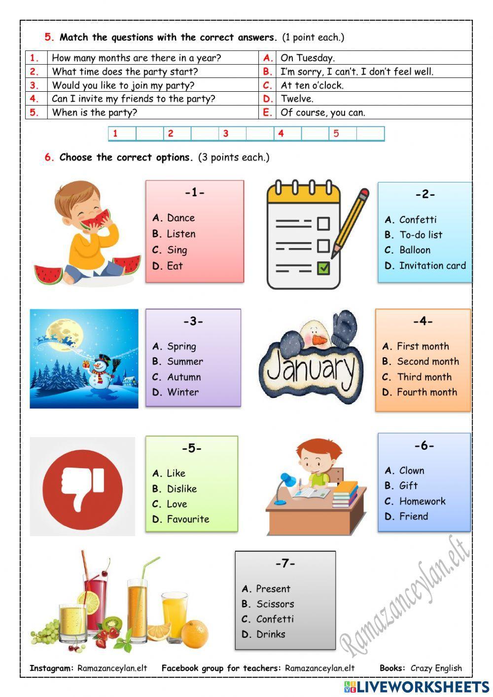 5th grade -unit 7 - party time - revision - ramazanceylan