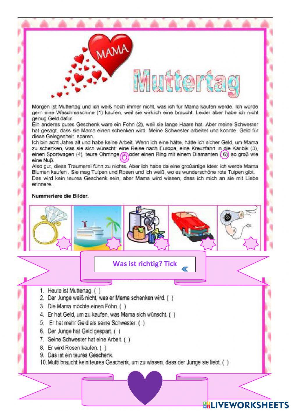 Muttertag- Leseverstehen