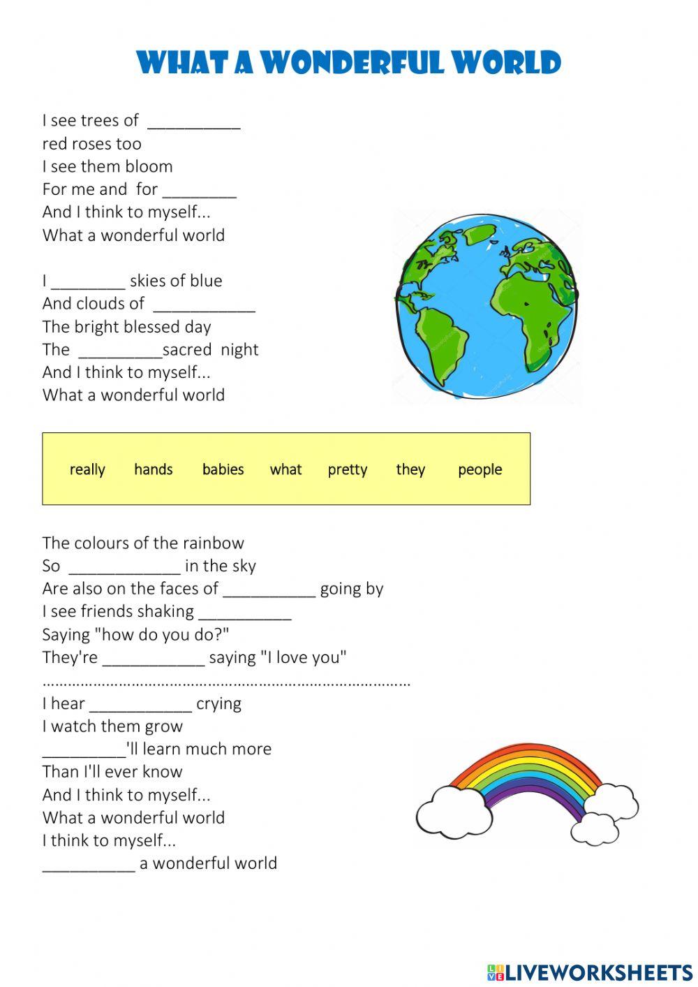 Atividades de Inglês: What a wonderful world - letra e tradução