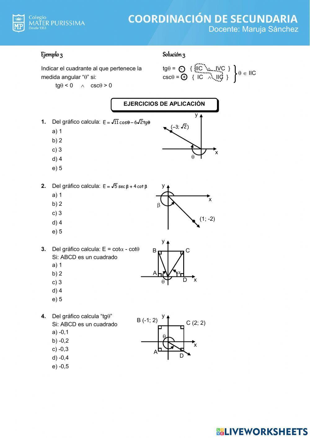 Razones trigonometricas de angulos en posicion normal