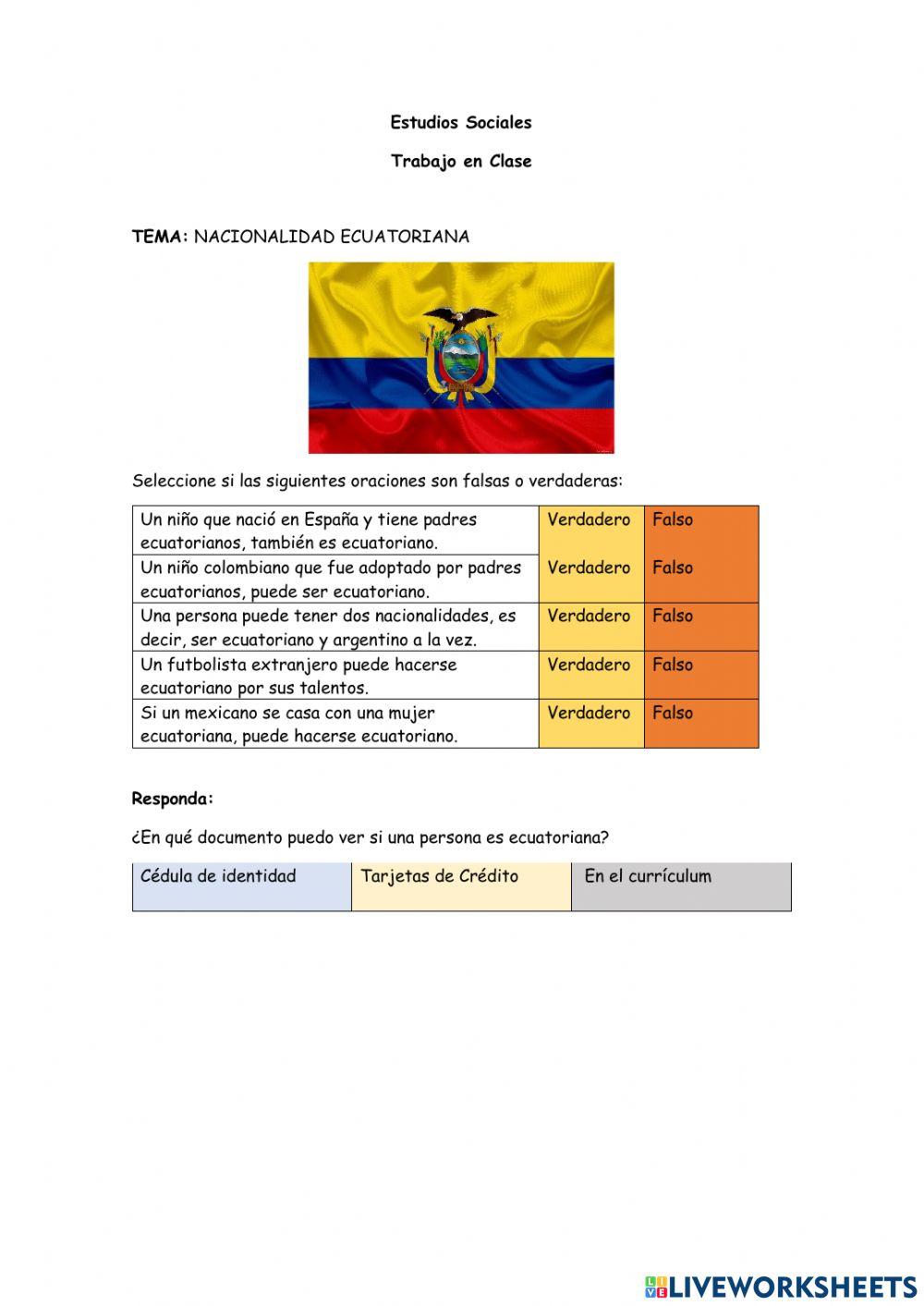 Nacionalidad Ecuatoriana