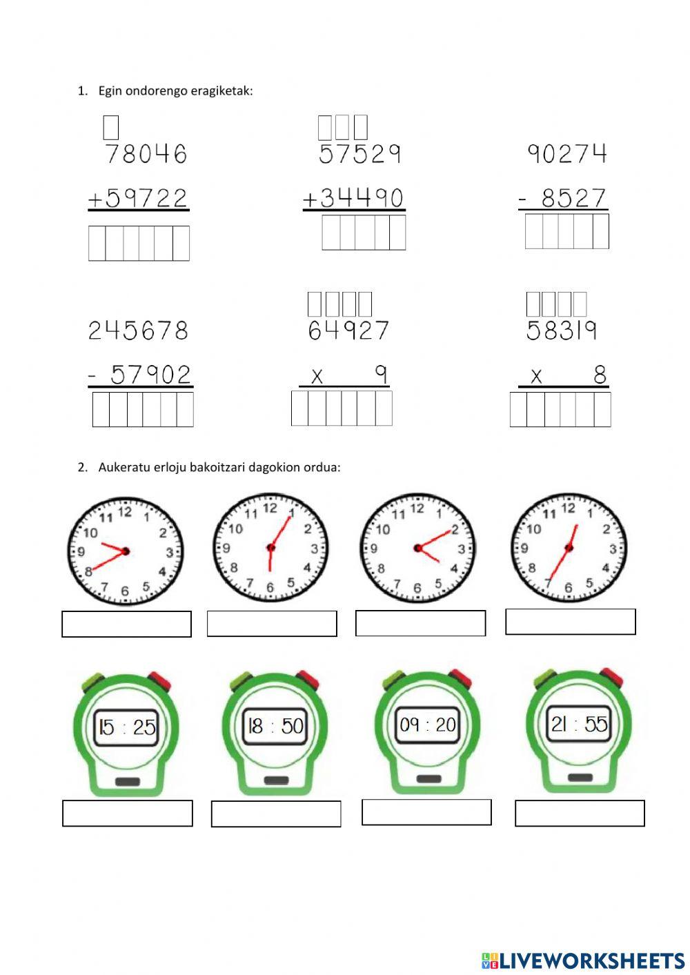 Mate errepaso ariketa batzuk