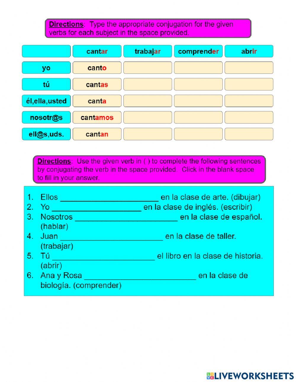 Education Conjugation Practice 1 Education Conjugation Practice 1