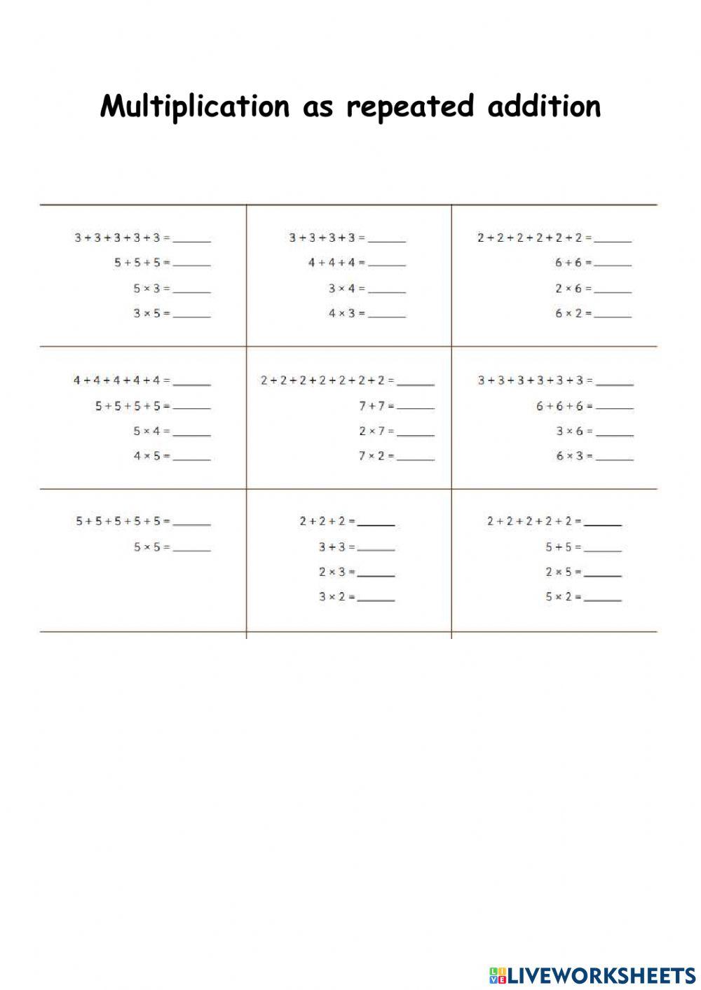 Multiplication as repeated addition