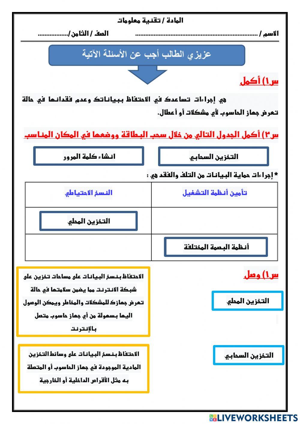 وحدة صيانة الحاسوب (درس حماية البيانات )