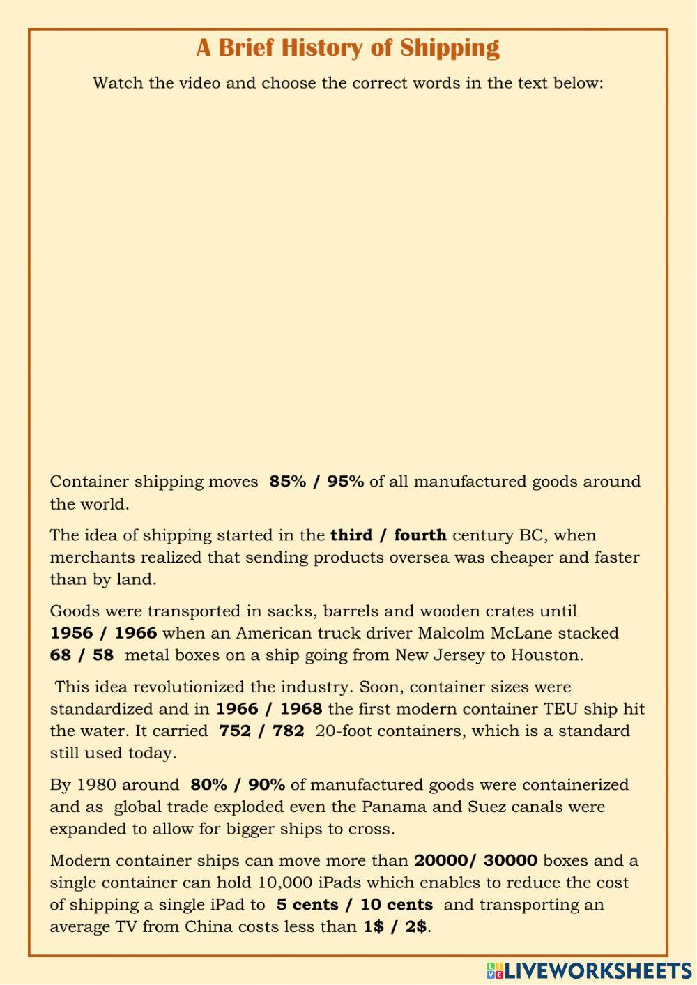 Brief History of Shipping