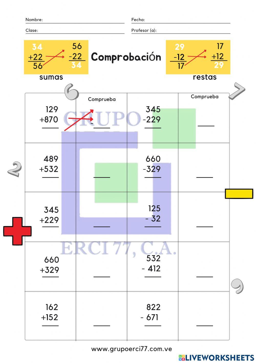 Comprobación Sumas y Restas