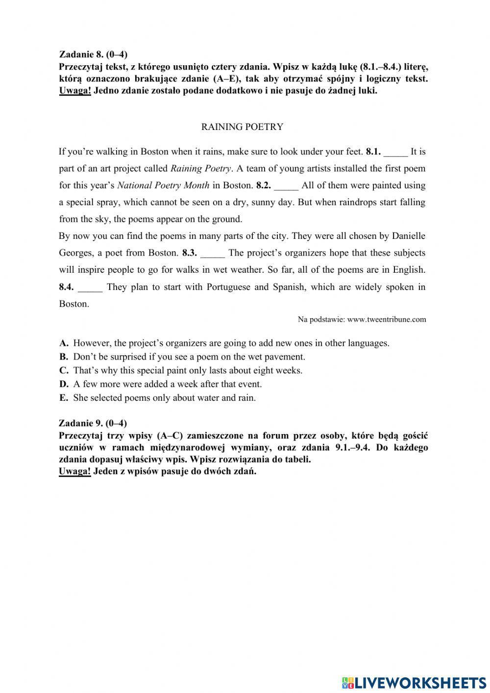 E8 23 kwietnia 2020 (OKE)