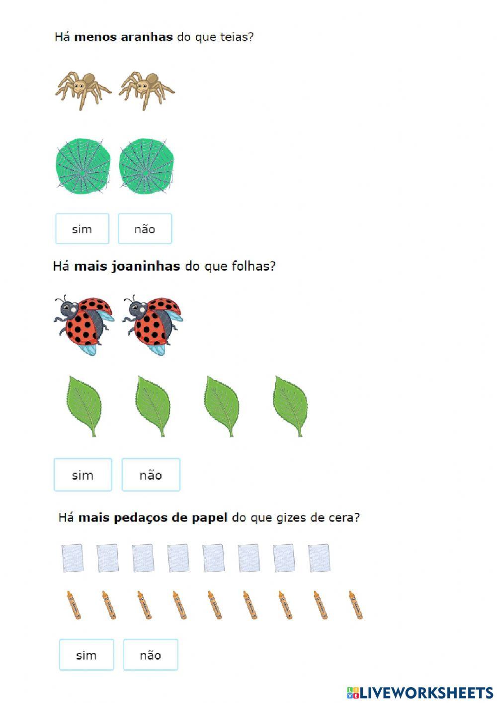 Comparação de quantidades