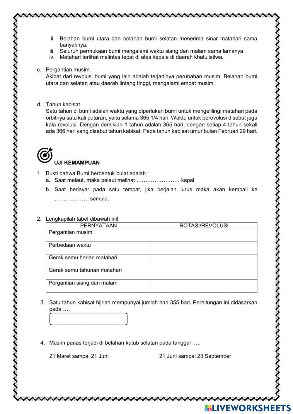 Kondisi bumi dan bulan