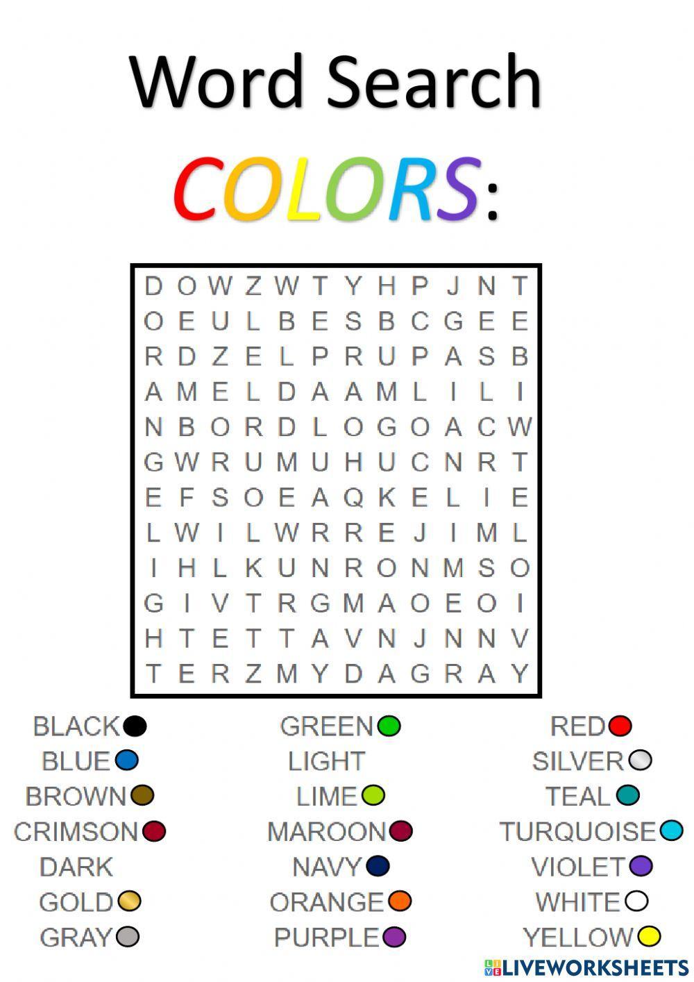 WORD SEARCH: colors