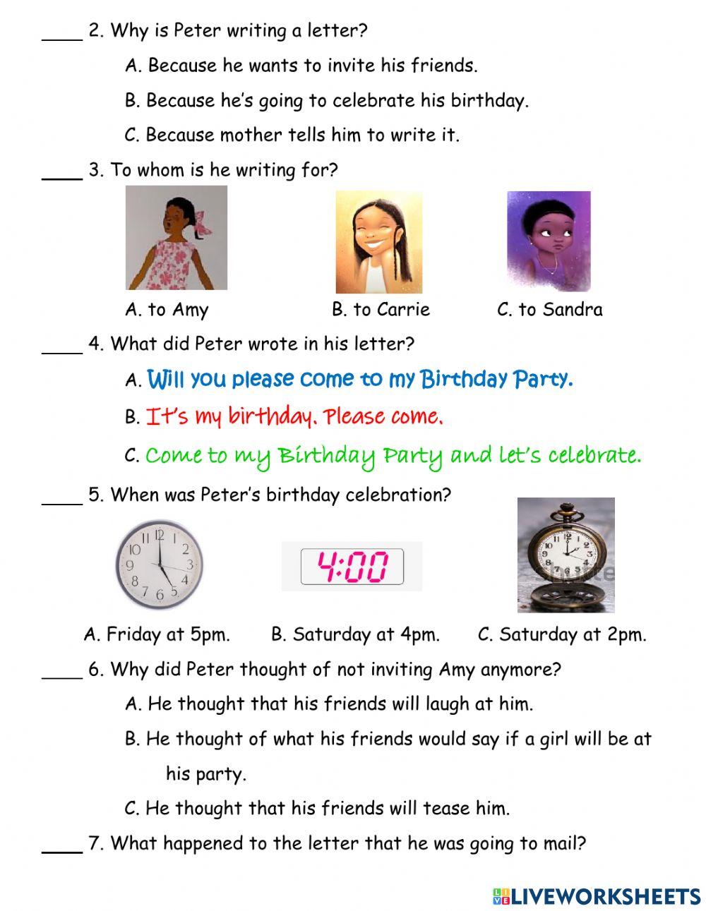 ESP-CL (KINDER) - LESSON 3 QUIZ: THE EXCITING LETTER