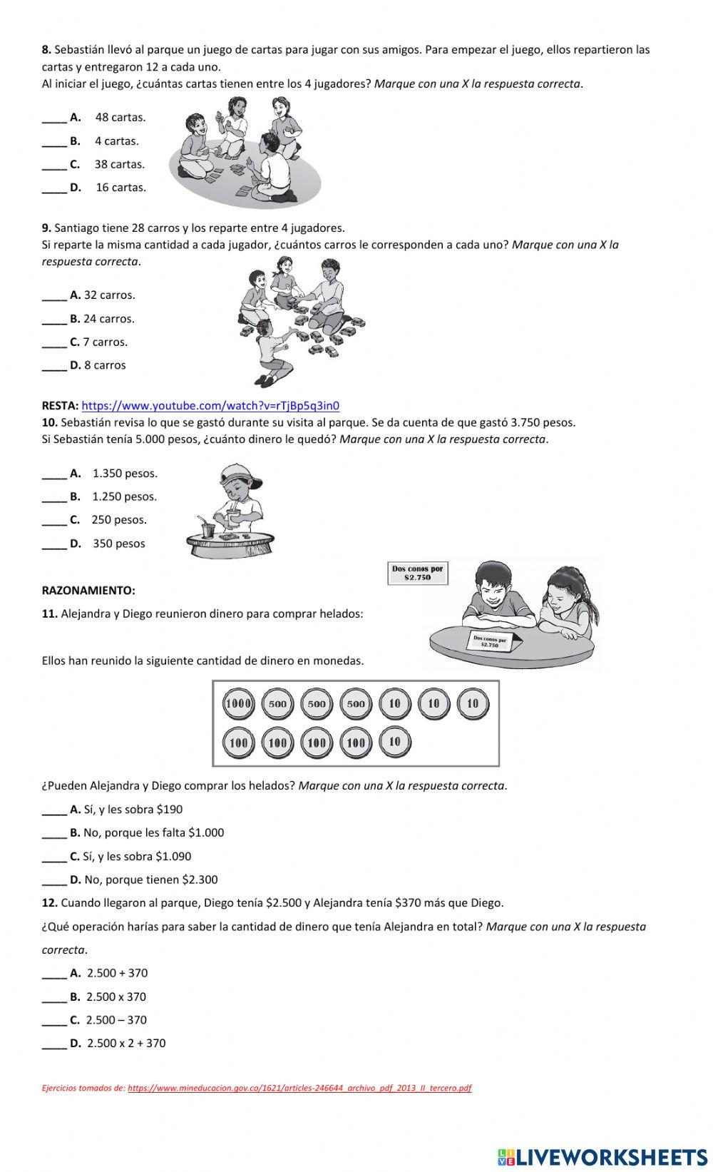 Diagnostic test - Maths grade fourth