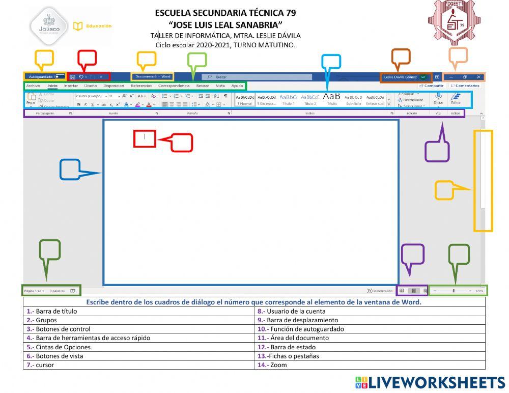 Areas de trabajo, windows, word